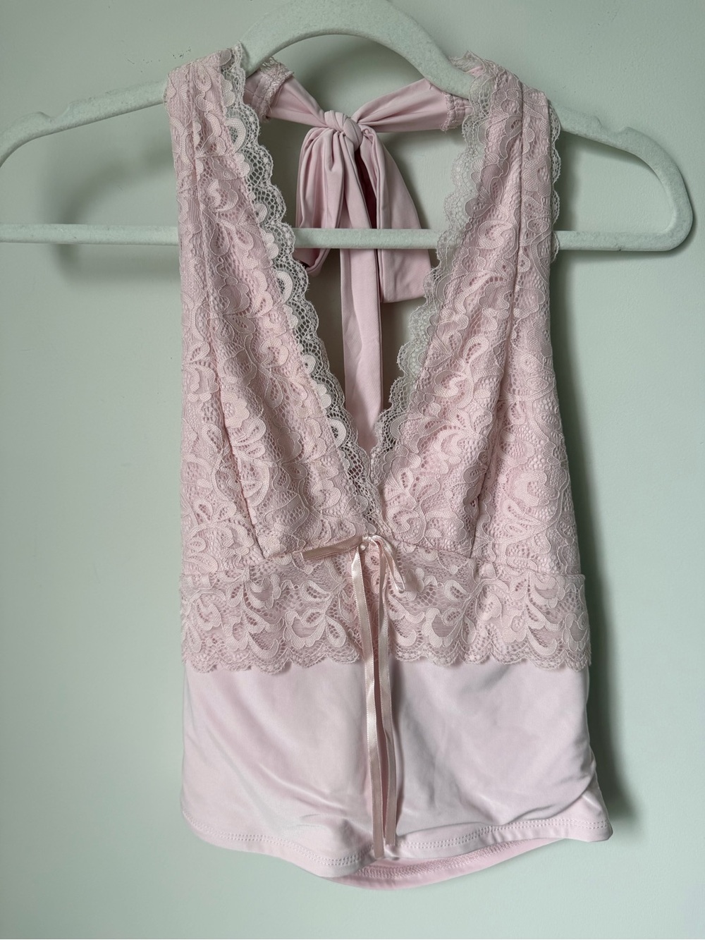 pink lace halter top